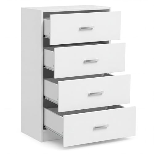 FineBuy Commode 60x90x30 cm Armoire avec Tiroir Blanc Meuble Rangement | Buffet Salon Moderne | Cabinet Chambre Blanche