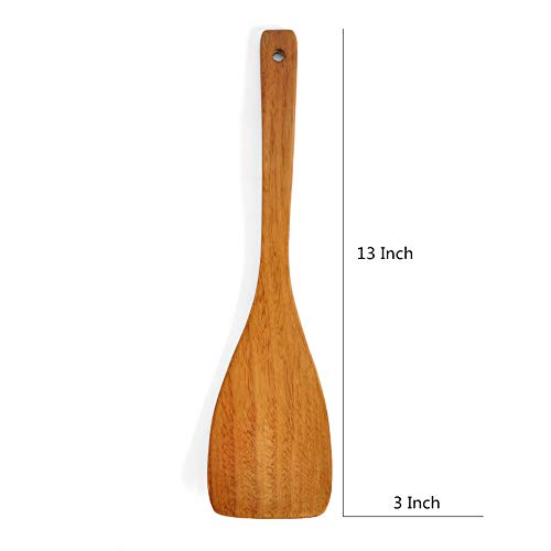 Image of FJNATINH Wooden Spatula.Long Handle Flat Frying Spatula. Handmade For Kitchen Cookware (Frying Spatula)