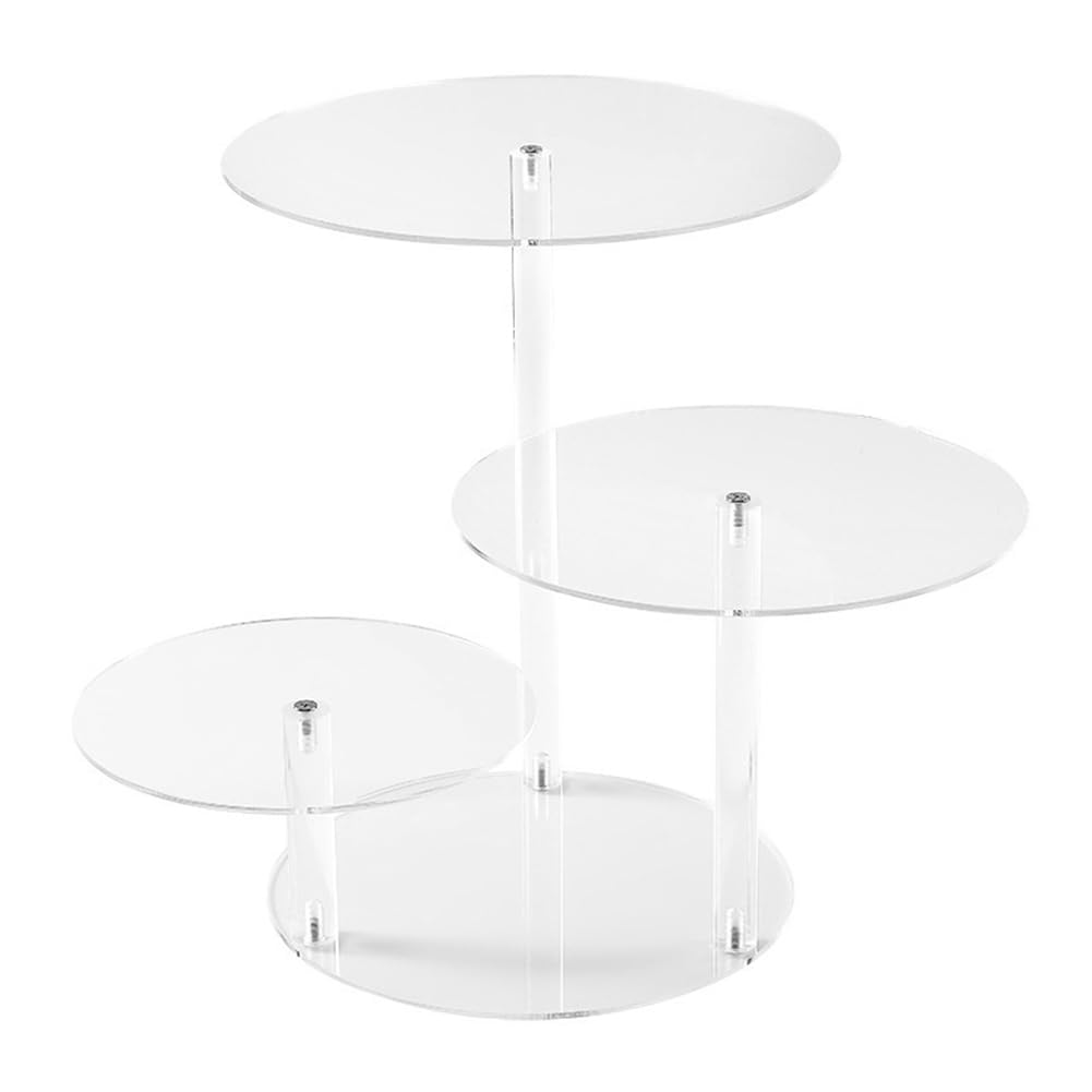Qussedser Round Acrylic Products Display Riser Stands, 3 Tiers Cupcake Stand Mini Display Rack for Cake