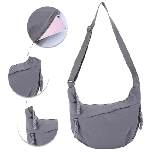 Nylon Crossbody Bag with Zipper Hobo Shoulder Bag with Adjustable Strap Casual Sling Bag Lightweight Shoulder Purse f2
