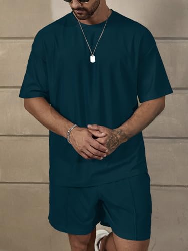 Image of Vogaan Men's T-Shirt and Shorts Set | Top & Shorts Night Suits Set | Night Wear for Men | Holiday Outfits for Men's