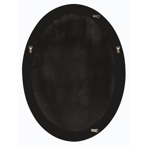 Image of Howard Elliott Collection George Oval Bright Silver Wall Mirror, Oval Bevelled Hanging Wood Framed Vanity Mirrors for Home Decor, Living Room, Bathroom, Bedroom, or Hallway, 25 x 33 Inch