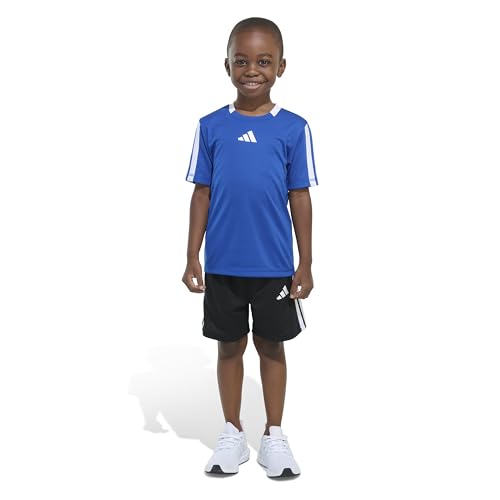 Image of adidas Boys' Short Sleeve 3-Stripe Soccer Tee Shirt and Short Set