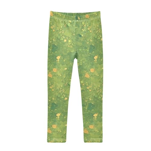 KLL Green Glitter Texture Toddler Girls' Cotton Leggings Soft High Waisted Sweatpants Sports