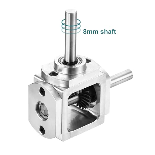QUARKZMAN Getriebe 90 Grad Rechtwinkliges Kegelgetriebe 1:1 Einzelausgangswelle 1 Modul 20 Zähne Kegelrad Aluminiumrahmen Einfaches Mechanisches DIY Modul 8mm Welle 84x87x30mm(LxBxH)