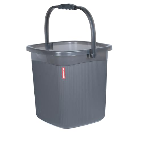 Image of MODWARE Plastic Bucket with Mug Set, 20L Transparent Bucket with 1 Litre Mug, Durable Lightweight Bathroom Set (Grey, 20L)