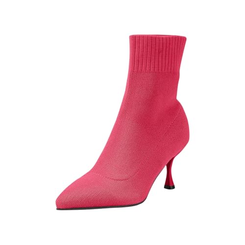 Bottines à talons hauts en tricot pointues pour femme élégante