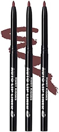 Ruby Kisses Auto Lip Liner Pencil, Long Lasting, Smooth Application Mechanical Lip Liner Pencil 3 PACK (Cocoa)
