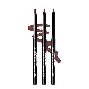 Ruby Kisses Auto Lip Liner Pencil (Cocoa 3 Pack), Long Lasting & Non-Fading, Smooth Application, Non-Feathering with Rich Pigmented Color, No Sharpener Needed, Ideal for Full Lips Look