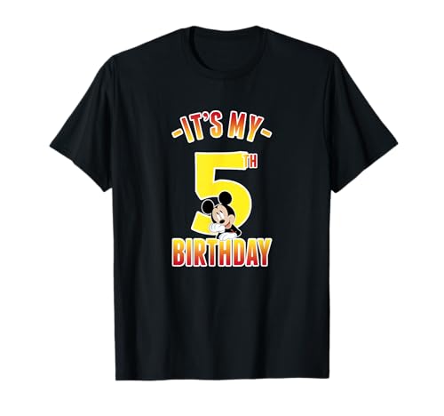 T-shirt Mickey 5 ans Disney portrait dégradé pour anniversaire enfant