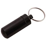 UNKE Portable Colorful Metal Aluminum Hermetic Pill Box Outdoor Waterproof Small Pill Case Keychain Container,Black