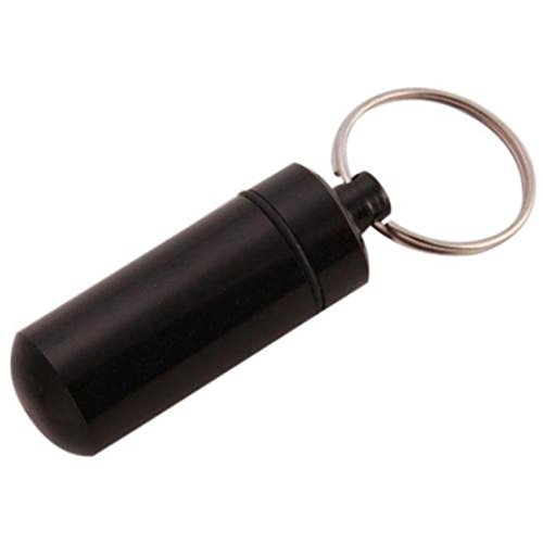 UINKE Portable Colorful Metal Aluminum Hermetic Pill Box Outdoor Waterproof Small Pill Case Keychain Container,Black