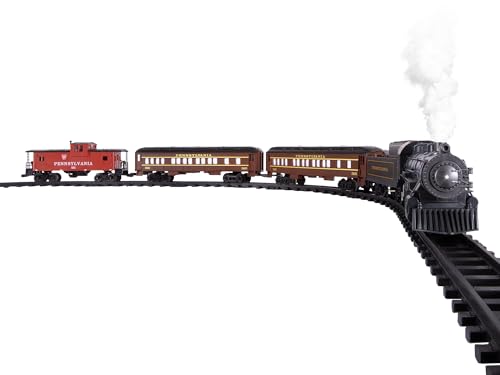 Lionel Pennsylvania Flyer Battery O Gauge Toy Train Set with Remote Locomotive Train Cars & Track with Authentic Train Sounds Lights & Water Vapor Smoke Effects for Kids 4+