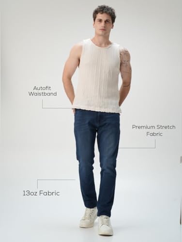 Image of Minus One Slim Fit Stretchable Mid Rise Jeans for Men | Mens Denim Cotton Pants | Stylish Ankle Length Jean