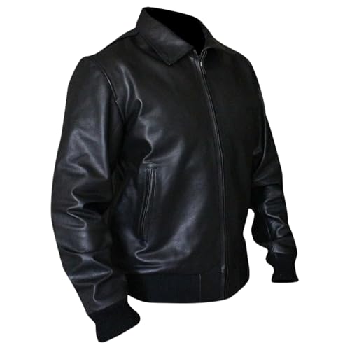 Mens Happy Days Arthur Fonzie Black & Brown Bomber Biker Faux Leather Jacket4