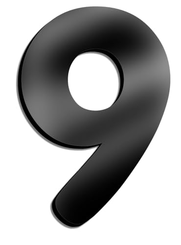 Numeros de Casa Exterior de 25 cm de altura   Señalizacion para Comercios Naves Viviendas Locales   Numeros Grandes de Metacrilato Negro Brillo (Numero 9)
