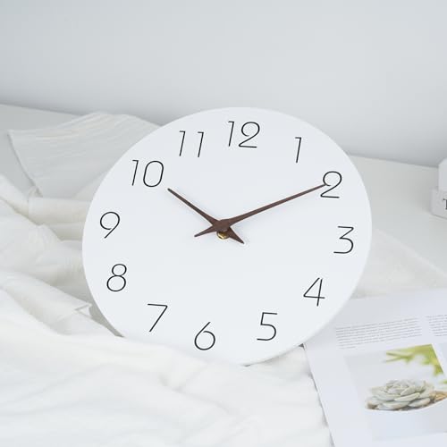 Mosewa Wall Clock 8 Inch White Silent Non Ticking Wall Clocks Battery Operated - Simple Minimalist Wooden Clock Decorative For Kitchen,Home,Bedroom,Living Room thumb #4