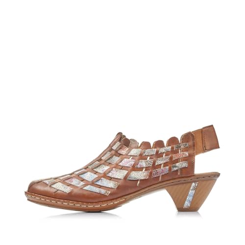 Rieker 46778 Sina Women's Heels - Sling-Backs, Leather Upper, Hand-Woven Design, Anti-Stress Comfort, Flexible Sole, Secure Fit, and Timeless Everyday Style2