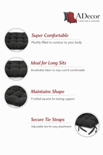 Image of A Decor Soft Cotton Chair Cushion Pad 40x40x4 cm| Comfortable Pad for Dining, Office & Study Chairs Pack of 1| (Black)