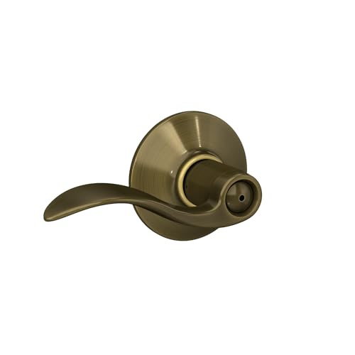 Image of Schlage F40 ACC 609 Accent Door Lever, Bed & Bath Privacy Lock, Antique Brass
