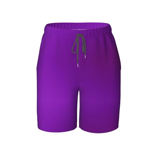 Solid Color Dark Purple Small Youth Beach Pants, Soft and Breathable, with Drawstring Waist, Suitable for Sports and Leisure.