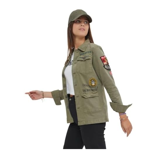 Von Dutch Veste Coton Femme Angel Kaki, Kaki Taille L