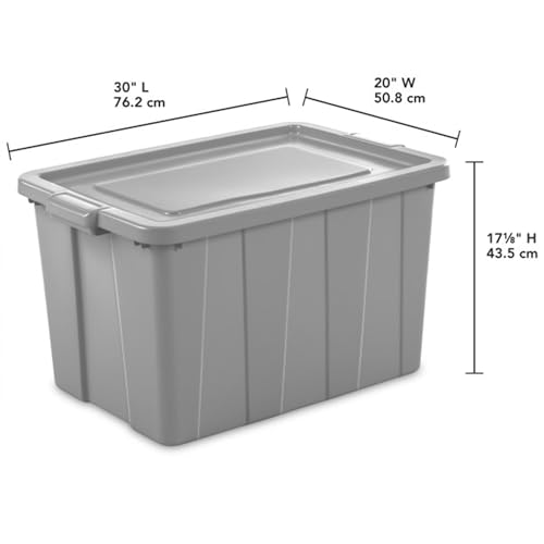 Sterilite Tuff1 30 Gallon Plastic Stackable Temperature and Impact Resilient Basement/Garage/Attic Storage Tote Container Bin with Lid, Gray (12 Pack)