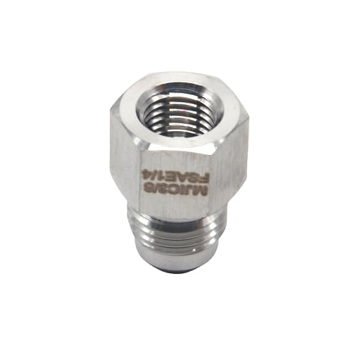 Image of HFS(R) 1 /4 inch Female SAE to 3 /8 inch Male JIC Flare Pipe Fitting Reducer Adapter Stainless Steel 304 (1 /4 inch FSAE x 3 /8 inch MJIC)