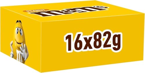 M&M'S PEANUT - Bonbons Chocolat au Lait & Cacahuètes - Grand Format - Lot de 16 x 82g