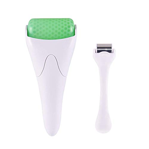 Ice Roller for Face & Eye, Facial Beauty Massager Tool Puffiness Migraine Pain Relief Minor Injury Skin Care Products 2PCS (White)