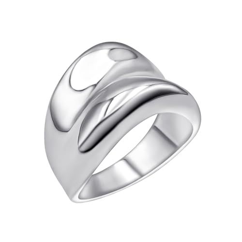 Bague Incurvée Ondulée Argent Sterling Large Sans Gêne