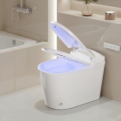 Image of Smart Bidet Toilet with Tank Foam Shield Dual Auto Flush /Lid&Seat | Foot Sensor UV-C light Electric Modern One Piece Toilet for Bathroom with Siphon Dual Flush 0.8 /1.2 GPF MAP 1000g