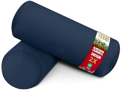 Utopia Bedding Almohada Cilíndrica 15 x 40 cm (2 Unidades), Fibra Virgen Siliconada, Cojin Cilindrico (Azul Marino)