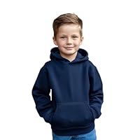 Aykiz Kids Boys Girls Plain Pullover Hoodie, Sweatshirt, Fleece Hooded Jumper, PE School Jumper, Warm Coats Long Sleeve Top New Casual Fashion For Childrens Unisex Age 3-13 Years Navy
