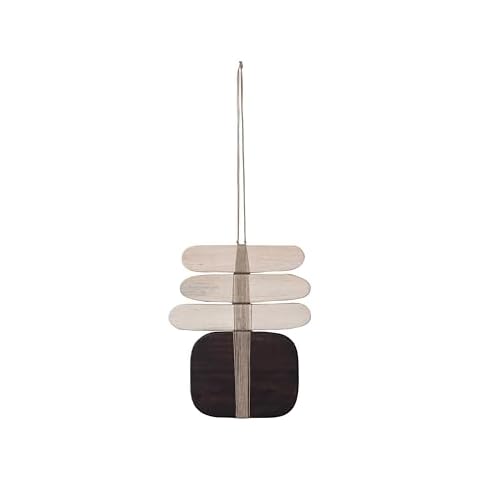 Bloomingville Oak Wood and Jute Wall Hanging Decor with Rope Hanger, Bleached and Espresso Finish Cover