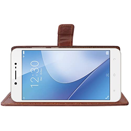Image of Flip Cover Compatible for Vivo V5 / Vivo V5s | Premium Leather Finish | Inbuilt Pockets & Stand | Flip Cover Back Case for Vivo V5 / Vivo V5s (Brown)
