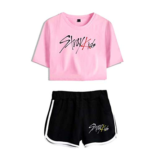 Flyself Unisex Kpop T-shirts en broeken Korte mouw T-shirt & korte broek 2-delige set voor heren en dames, Color7., XS