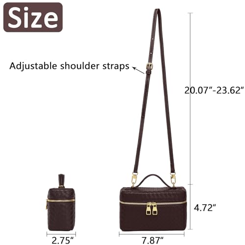 Image of Trendy Shoulder Bags for Women Mini L19 Square Box Satchel Bag Cute PU Leather Crossbody Purse with Adjustable Strap