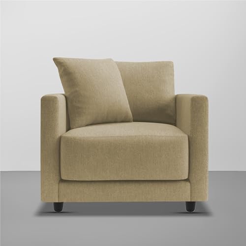 Image of Casaliving Dominic 1 Seater Sofa Set for Living Room (Cream Fabric) Premium Fabric Sofa