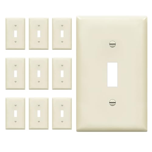 Image of ENERLITES Toggle Light Switch Wall Plate, Standard Size 1-Gang 4.50 inch x 2.76 inch, Unbreakable Polycarbonate Thermoplastic, UL Listed, 8811-LA-10PCS, Light Almond, 10 pack