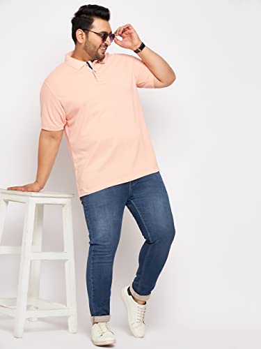 Image of Club York Men Cotton Blend Half Sleeve Polo Neck Solid Plus Size T-Shirt