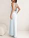 Satin Cowl Neck Sleeveless Backless Maxi Wedding Guest Dress Silk Open Back Tie Back Prom Formal Dresses for Women 2025 Light Blue