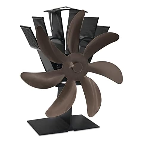 Heavyoff 7 Blades Heat Powered Stove Fan for Wood Log Burner Fireplace Silent Operation, Brown Cover