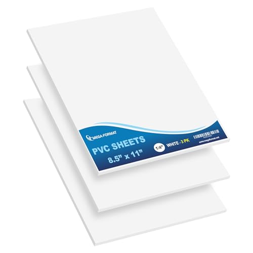 Image of Mega Format Expanded PVC Plastic Sheets - 8.5 inch X 11 inch Rigid White Sheet for Crafts, Signage, & Displays - Sintra, Celtec PVC Board - Waterproof for Outdoors Use - 1 /4 inch 6mm Thick - 3-Pk-White