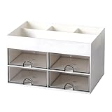 BTtime デスクオーガナイザー 4引き出し付き 卓上収納ボックス 小物入れ 文房具 収納ボックス 大容量 多機能 書類ケース ホルダー 文具 おしゃれ デスクリモコン 化粧品 収納整理