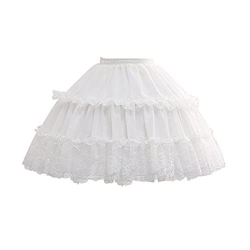 Girls Children Lolita Cosplay Short Petticoat Ruffles Floral Lace 2 Hoop Flower Girl Underskirt Slips3