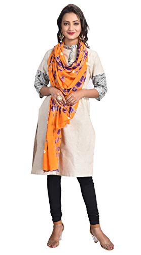 Image of Women's Pure Cotton Multi-Colored Traditional Authentic Tie Dye with Bandhej Bandhani Dupatta Chunni