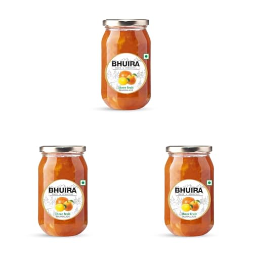 Image of Bhuira Three Fruit Marmalade - 240g | All Natural - No Added Preservatives, Artificial Colors | Handmade Himachal Vegan Spread | Breakfast Toast Jam | Healthy Snack, Guilt-Free (Pack of 3)