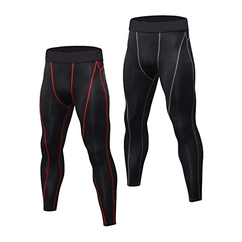Niksa 2 Piezas Mallas Hombre Gym Leggings Deporte Pantalón Largo de Compresión ropa running hombres Negro Cover