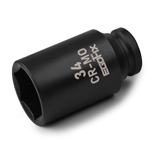 Image of 1 /2 inch Drive Deep Impact Socket, 34mm Metric Socket, Axle Nut Socket CR-MO 6 Point for Easy Removal of Axle Shaft Nuts